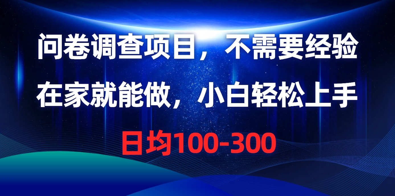 问卷调查项目，在家就能做，不需要经验，日均100-300-老K资源网