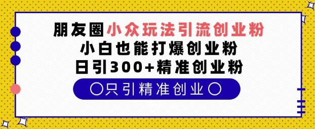 朋友圈小众玩法引流创业粉，小白也能打爆创业粉，日引300+精准创业粉-老K资源网