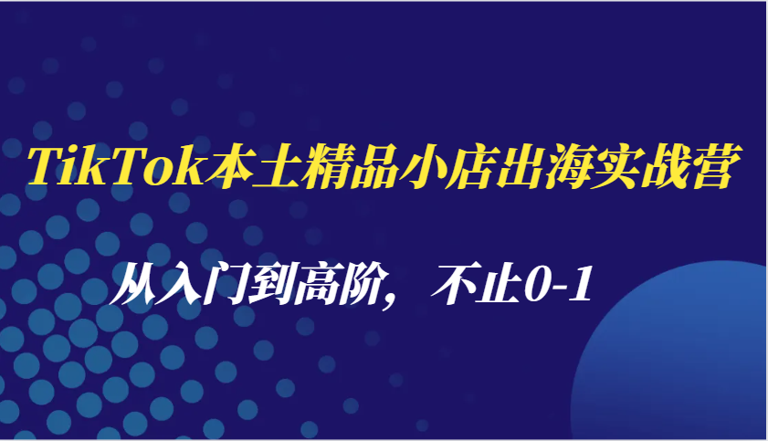 TikTok本土精品小店出海实战营，从入门到高阶，不止0-1-老K资源网