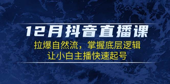 12月抖音直播课：拉爆自然流，掌握底层逻辑，让小白主播快速起号-老K资源网