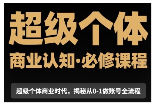 超级个体商业认知觉醒视频课，商业认知·必修课程揭秘从0-1账号全流程-老K资源网