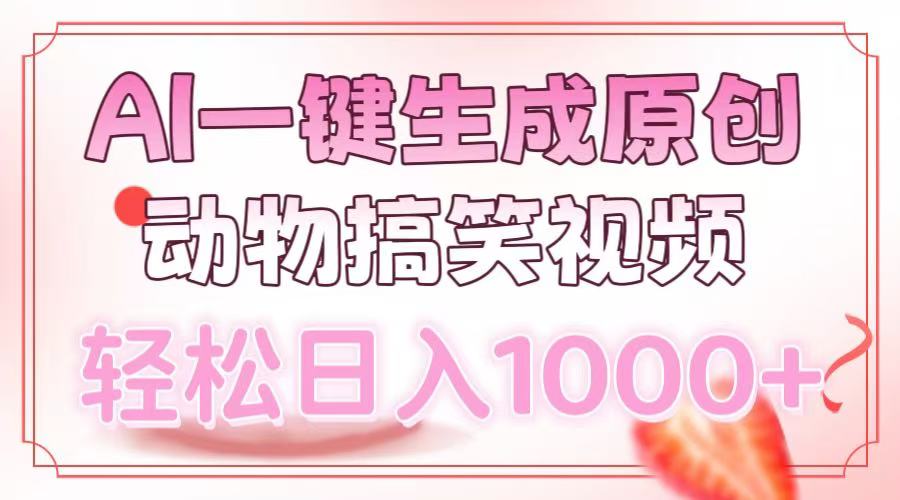 AI一键生成原创动物搞笑视频，轻松日入1000+-老K资源网