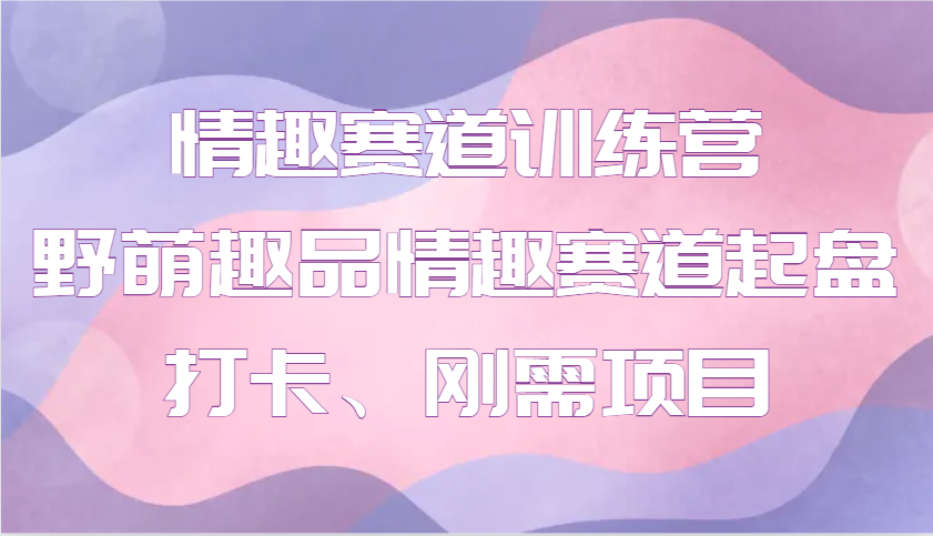 情趣赛道训练营 野萌趣品情趣赛道起盘打卡、刚需项目-老K资源网