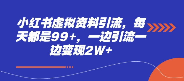 小红书虚拟资料引流，每天都是99+，一边引流一边变现2W+-老K资源网