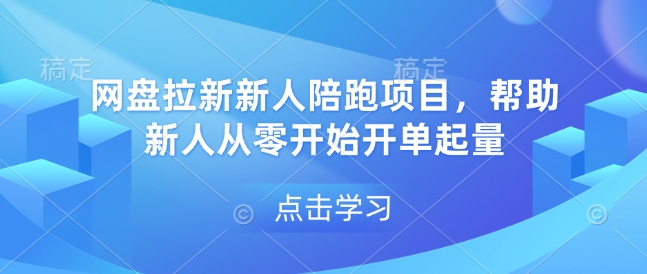 网盘拉新新人陪跑项目，帮助新人从零开始开单起量-老K资源网