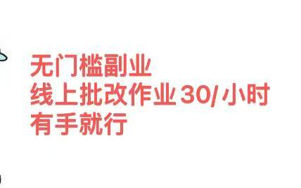 无门槛副业 线上批改作业30/小时  有手就行-老K资源网
