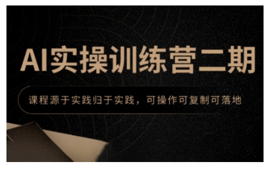 AI实操训练营二期，课程源于实践归于实践，可操作可复制可落地-老K资源网