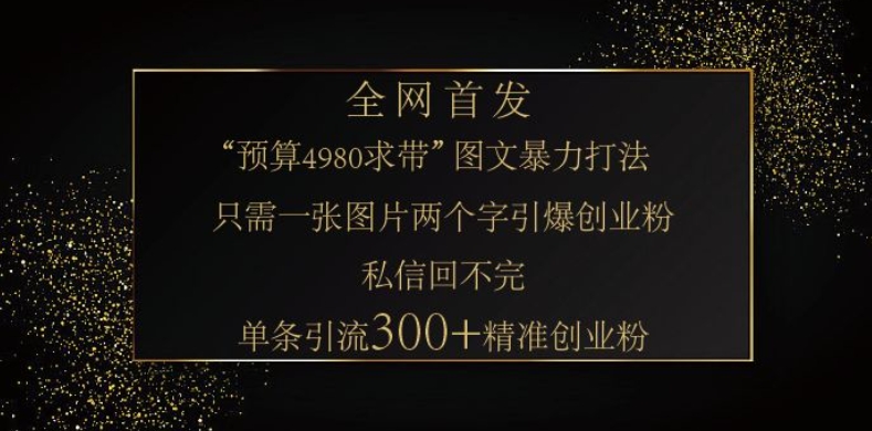 小红书神奇图片引流法，只需一张图，就能单条笔记凭借此方法，轻松引流 300 + 精准创业粉-老K资源网