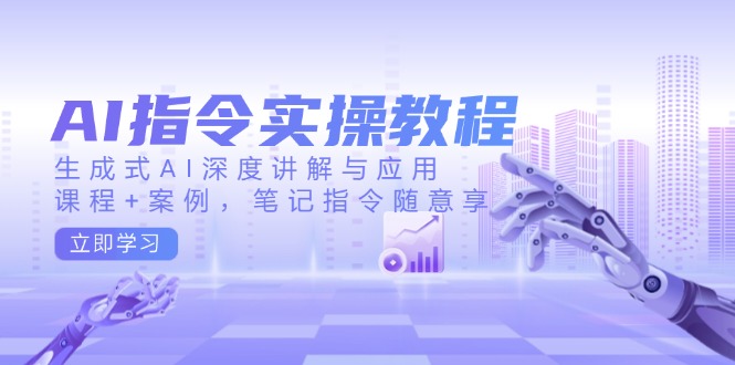 AI指令实操教程，生成式AI深度讲解与应用，课程+案例，笔记指令随意享-老K资源网