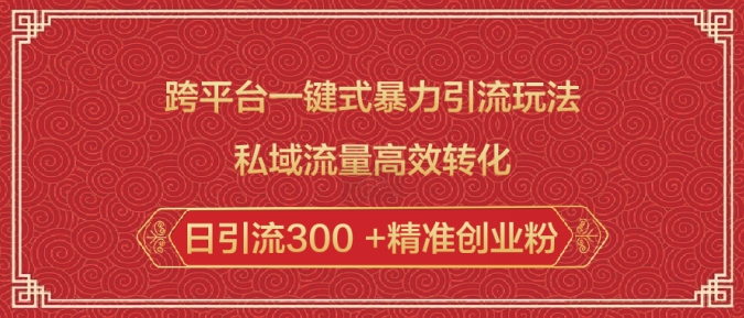 跨平台一键式暴力引流玩法，私域流量高效转化日引流300 +精准创业粉-老K资源网