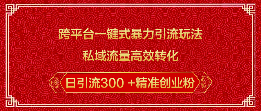 跨平台一键式暴力引流玩法，私域流量高效转化日引流300 +精准创业粉-老K资源网