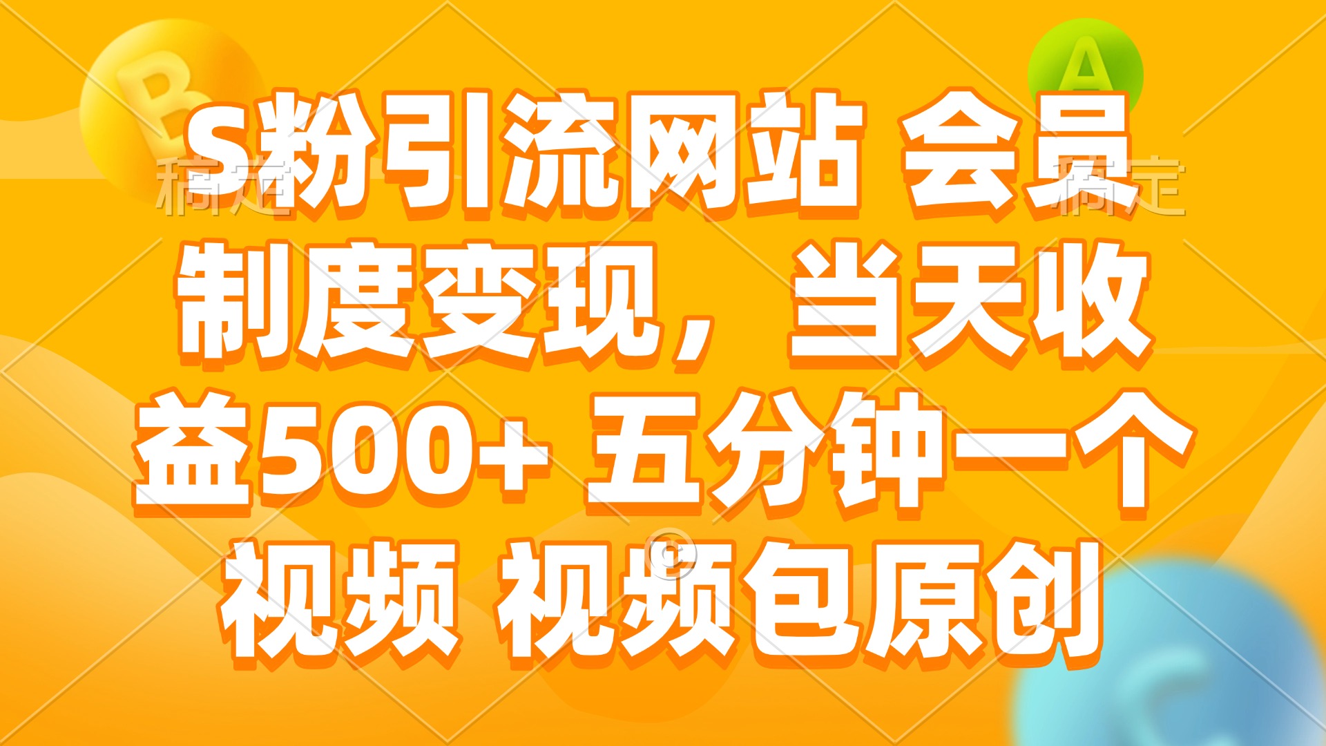 S粉引流网站 会员制度变现，当天收益500+ 五分钟一个视频 视频包原创-老K资源网