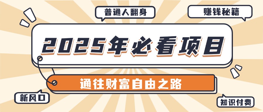 2025年必看项目，普通人通往财富自由之路新风口-老K资源网