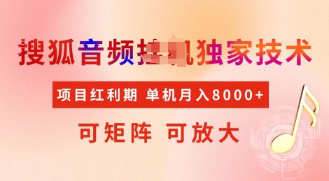 全网首发搜狐音频挂JI独家技术，项目红利期，可矩阵可放大，稳定月入8k-老K资源网