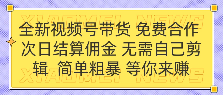 全新视频号 免费合作 佣金次日结算 无需自己剪辑-老K资源网