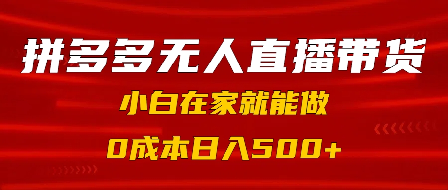 拼多多无人直播带货，小白在家就能做，0成本日入500+-老K资源网