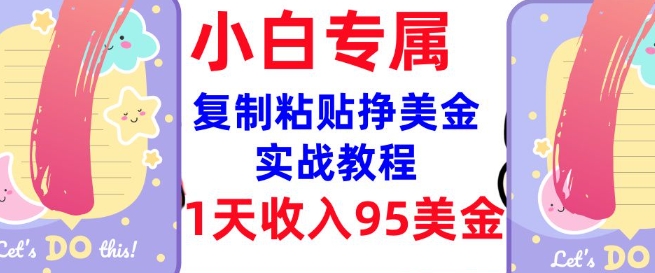 复制粘贴挣美金，0门槛，1天收入95美刀，3分钟学会，内部教程(首次公开)-老K资源网
