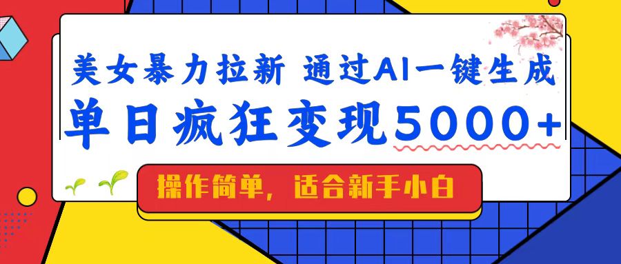（14347期）美女暴力拉新，通过AI一键生成，单日疯狂变现5000+，纯小白一学就会！-老K资源网