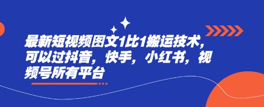 最新短视频图文1比1搬运技术，可以过抖音，快手，小红书，视频号所有平台-老K资源网