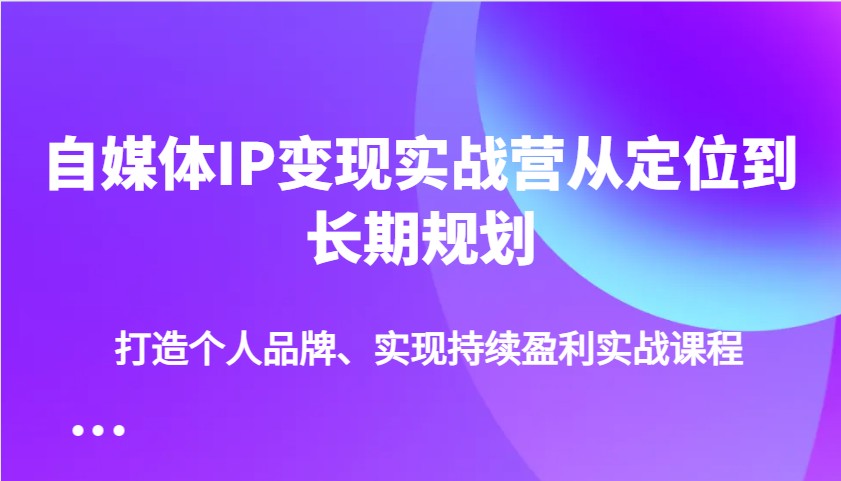 自媒体IP变现实战营从定位到长期规划，打造个人品牌、实现持续盈利实战课程-老K资源网
