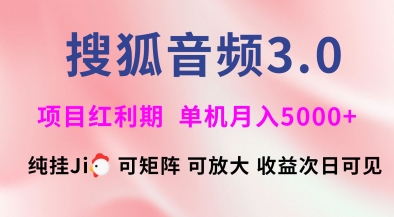 搜狐音频挂ji3.0.可矩阵可放大，独家技术，稳定月入5000+-老K资源网