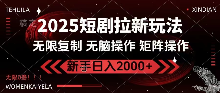 （14429期）2025短剧拉新玩法，无需注册登录，无限0撸，无脑批量操作日入2000+-老K资源网