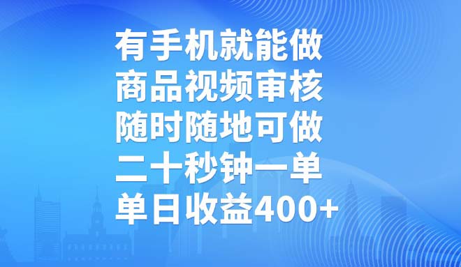 （14446期）有手机就能做，商品视频审核，随时随地可做，二十秒钟一单，单日收益400+-老K资源网