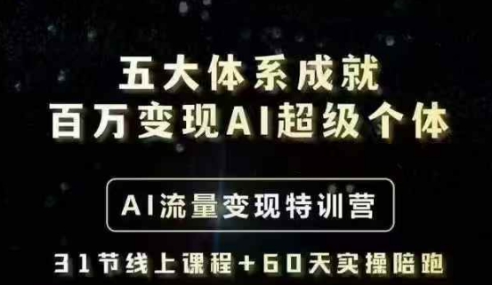 五大体系成就百万变现AI超级个体- AI流量变现特训营，一步一步教你一个人怎么年入百W-老K资源网