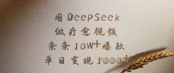 用DeepSeek做疗愈视频，条条10W+爆款，单日变现多张-老K资源网