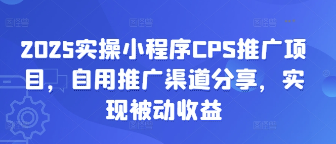 2025实操小程序CPS推广项目，自用推广渠道分享，实现被动收益-老K资源网