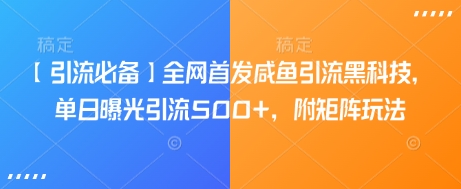 【引流必备】全网首发咸鱼引流黑科技，单日曝光引流500+，附矩阵玩法-老K资源网