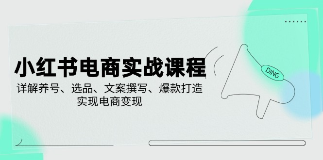 小红书电商实战课程，详解养号、选品、文案撰写、爆款打造，实现电商变现-老K资源网