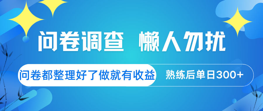 问卷调查  懒人勿扰 问卷都整理好了，做就有收益，熟练后日入300+-老K资源网