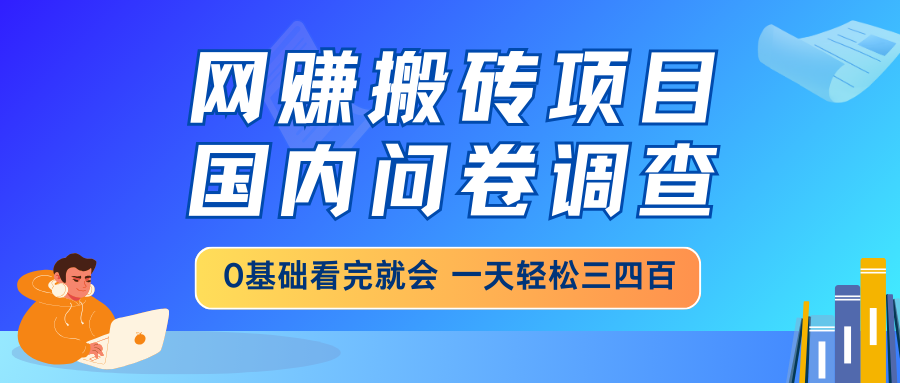 （14578期）网赚搬砖项目，国内问卷调查，0基础看完就会 一天轻松三四百，靠谱副业…-老K资源网