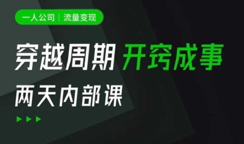 一人公司：流量变现课，一人公司的方法模型拆解， 拆解富人思维，流量思维，小老板思维等-老K资源网