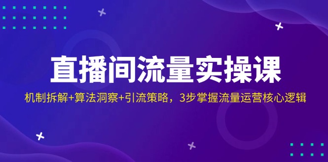 直播间流量实操课：机制拆解+算法洞察+引流策略，3步掌握流量运营核心逻辑-老K资源网