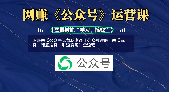 网创赛道公众号运营私密课【公众号注册、赛道选择、话题选择、引流变现】全流程-老K资源网