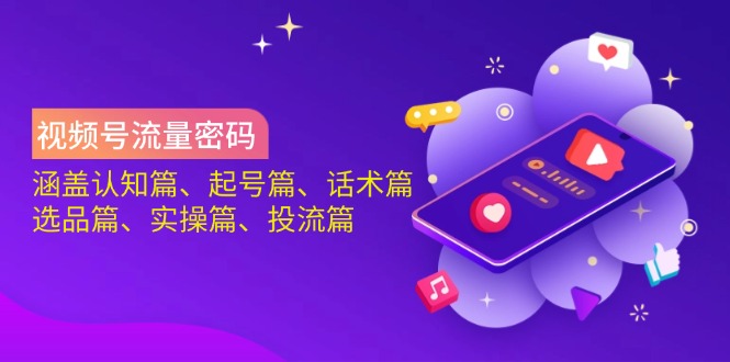 （14124期）视频号流量密码：涵盖认知篇、起号篇、话术篇、选品篇、实操篇、投流篇-老K资源网