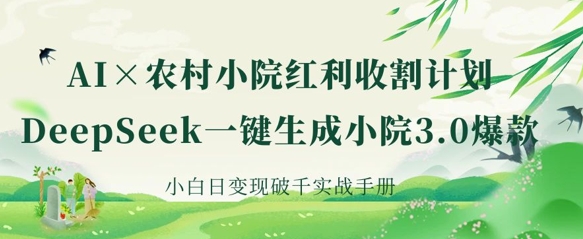 AI+农村小院红利收割：DeepSeek一键生成小院3.0爆款，小白日变现破千实战手册-老K资源网