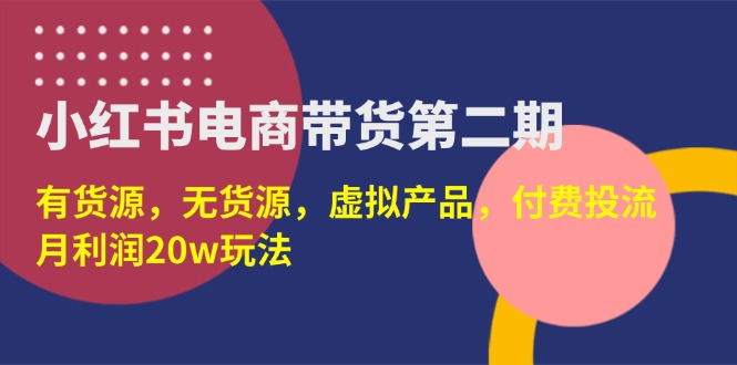 （14186期）小红书电商带货第二期，有货源，无货源，虚拟产品，付费投流，月利润20w-老K资源网