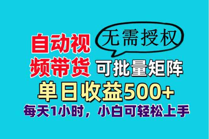 （14229期）自动视频带货，可批量矩阵，单日收益500+、轻松实现睡后收益，小白可…-老K资源网