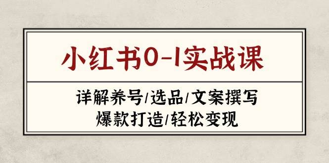 小红书0-1实战课(2023-2025)，详解养号/选品/文案撰写/爆款打造/轻松变现-老K资源网