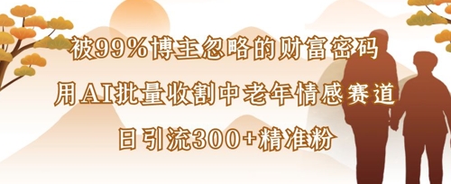 被99%博主忽略的财富密码：用AI批量收割中老年情感赛道，日引流300+精准粉-老K资源网
