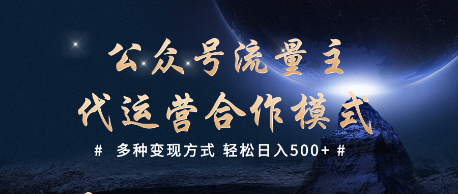 公众号流量主代运营  多种变现方式 轻松日入500+-老K资源网