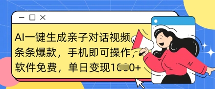 AI一键生成亲子对话视频，条条爆款，一部手机即可操作，单日变现数张-老K资源网