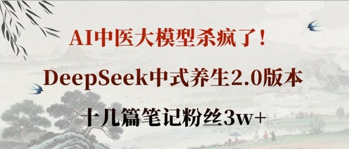 AI中医大模型杀疯了！DeepSeek中式养生2.0版本，十几篇笔记粉丝3w+-老K资源网