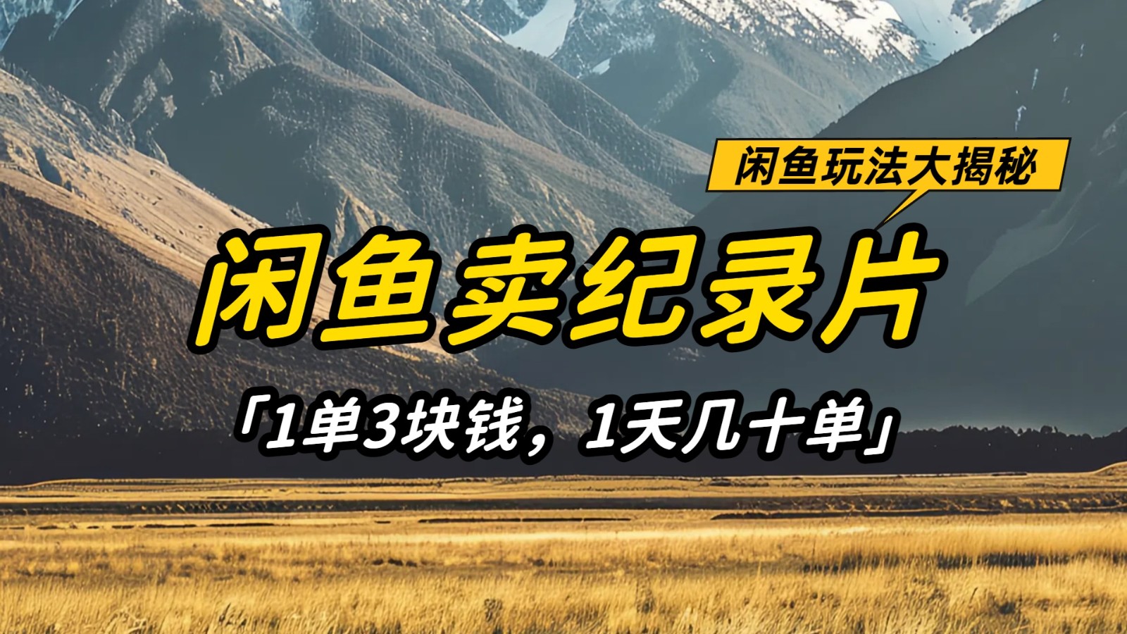 闲鱼卖纪录片，简单又赚钱的小项目，1单3块钱  1天几十单-老K资源网