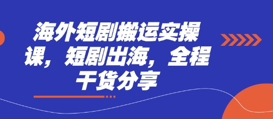 海外短剧搬运实操课，短剧出海，全程干货分享-老K资源网