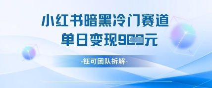 小红书冷门”暗黑”赛道，单日收益多张-老K资源网