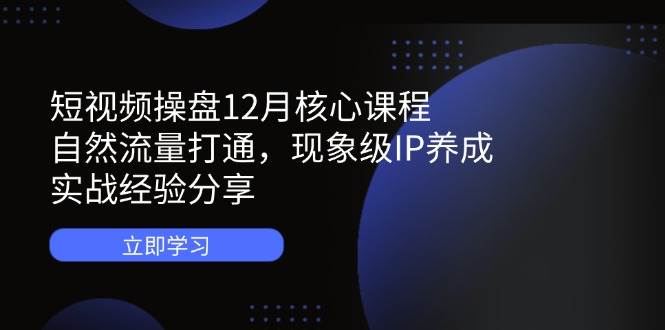 短视频操盘12月核心课程：自然流量打通，现象级IP养成，实战经验分享-老K资源网